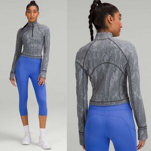 lululemon | It's Rulu Run Cropped Half Zip Pullover Grey
